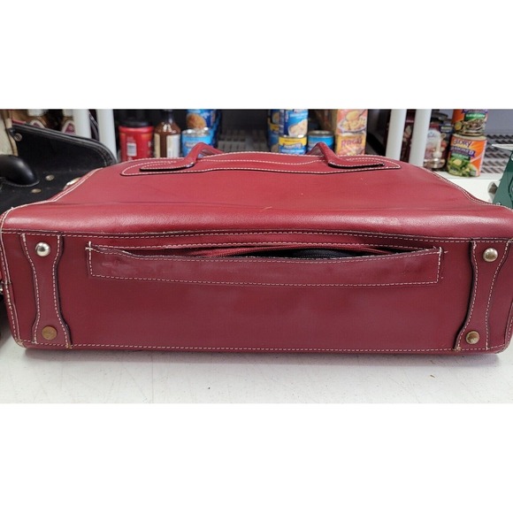 McKLEIN Red Leather Wheeled Business Laptop Computer Case Bag Removable Wheels - Picture 16 of 16
